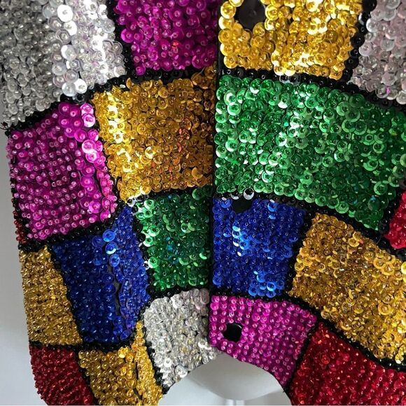 Vintage Rainbow Sequin Vest by Bali Gem, Size S/M - Picture 7 of 9